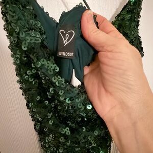 Windsor Dark Green Sequin Maxi Dress